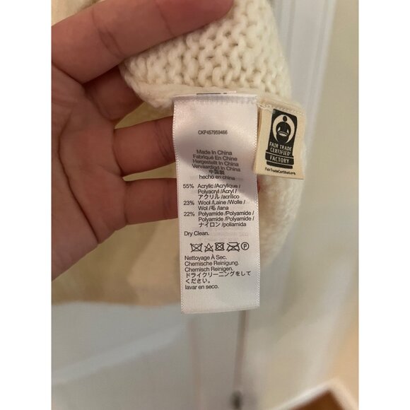 Madewell Somervell‎ Modern Cable Turtleneck Wool Blend Cream Sweater Sz Medium - Picture 7 of 8